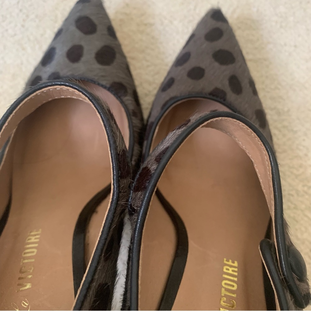 Pour La Victoire Women Size:6 1/2 Brown Pointed Toe Polka Dot Stiletto Heels - Picture 6 of 12